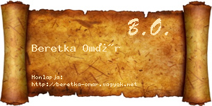 Beretka Omár névjegykártya